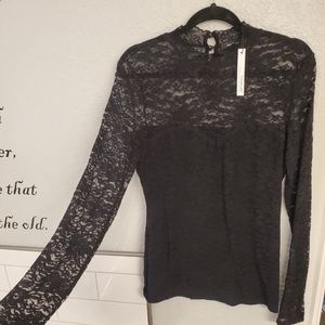 Patty boutik Black long sleeve lace top